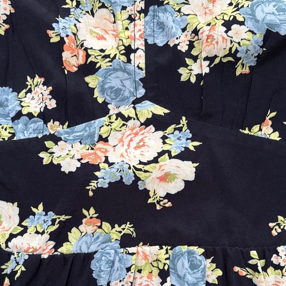 LOFT Navy Floral V-Neck Dress - Picture 9 of 10